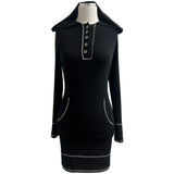 Burning Hood Color Stitch Slim Fit Midi Dress (3 Colors)