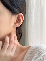 [3 set] surgical heart cubic earring set / 2 color / mini daily simple layered