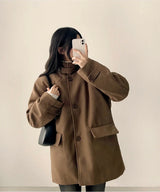 Is-neck buckle point quilted half coat