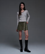 [NF] BIKER PINTUCK MINI SKIRT (KHAKI)_F24QD865