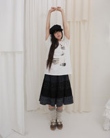 Blooming garden patchwork skirt / black