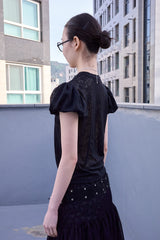 フローラル レースパフトップ(Black)