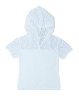Button lace hoodie top
