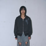 Untitled Starrynight Small Stripe Hood Zip Up BLack Chacoal