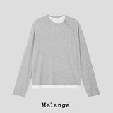 Notch diagonal button layered long sleeve