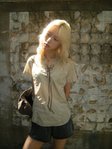 aldiyouuラインプロダクトTシャツ ベージュ