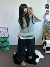 アンバランスドカーゴヒップパッチロングパンツ🤍🩶🖤3カラー