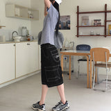 Topa Y2K バック刺繍バミューダハーフ丈デニムパンツ