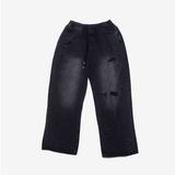 (Unisex) パッチメントウィズオープンバックデニムパンツ