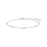 silver multi diamond shape station rhodium plating + 925 silver bracelet B066-03H
