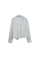 セリーナスリムフィットストライプツイストシャツ / アイボリー
