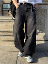Mild pintuck wide pants