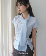 hands button unbalanced scarf bl