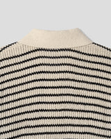 Windy Buckle Stripe Collar Short Sleeve Knit