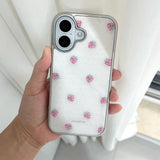 [MADE][Magsafe Glass Bumper Case] Strawberry embroidered knit case pink