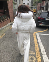 heather fur & slim crop padding JP