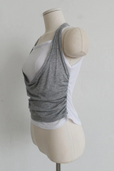 LAYERED-LOOK HALTER DRAPED TOP (3COLORS!)
