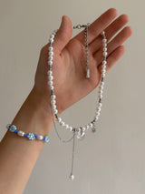 【MADE】Custom Letter Paper Clip Freshwater Pearl Necklace( 3 words)