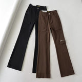 High-End Zipper Long Bootcut Pants
