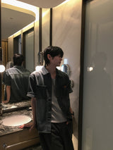 Snap Washed Label Denim Shirt