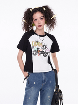 Chemical Girls Printed short-sleeved raglan round-neck T-shirt
