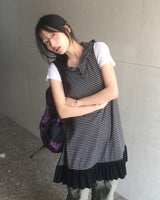 [MADE] Tow Stripe sleeveless Hoodie Dress