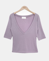 Pelon Deep V-Neck 7-Sleeve T-Shirt