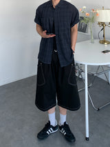 リンクルチェック ロールアップ ショートスリーブシャツ