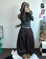 M,XL🤎2サイズ🤎 ダブルピンタックワイドロングバルーンパンツ ❤🤎🖤🩶4カラー
