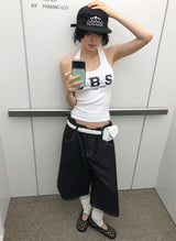 トラック ステッチ バミューダ デニム