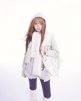 Fluffy hood muffler (ivory)