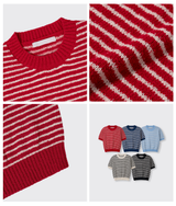 Slow Boucle Striped Short Sleeve Knit / 5 colors