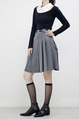 J Pleated Midi Skirt (Belt Set)