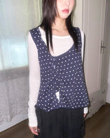 (3color) Dot Shirring Asymmetrical Vest