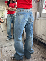 [Unisex] ビンテージダメージデニムパンツ