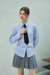 LOWELL SLIM FIT STRIPE SHIRRLING SHIRT / SKY BLUE