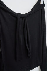 Off-Shoulder Tie Sleeve (Black)