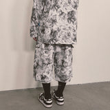 tiedye capri cargo shorts_white