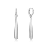 silver long waterdrop drop rhodium plating + 925 silver earrings E067-11H