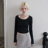 C BASIC U-NECK T-SHIRT_BLACK