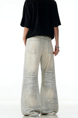 Faded Ripped Wide Jeans