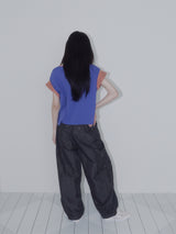 NYLON STUD PINTUCK PANTS (DARK GREY)