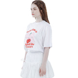 カートゥーンリボンフラワーグラフィックTシャツ