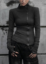 26FW★ OFFSET RIB HIGH NECK ZIP-UP
