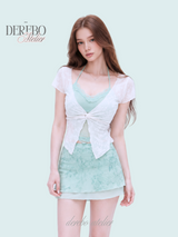 Rare mint layered lace short-sleeve top
