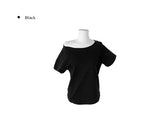 Soa Plain Unbalance Off-Shoulder Short-Sleeve T-Shirt