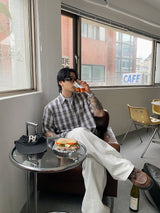 No.1255 T check half SHIRT (3color)
