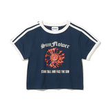 SunFlower Crop Ringer T-Shirt_Navy