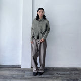 Washed Plaid Long Sleeve Shirt
