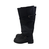 Washing leather buckle long boots